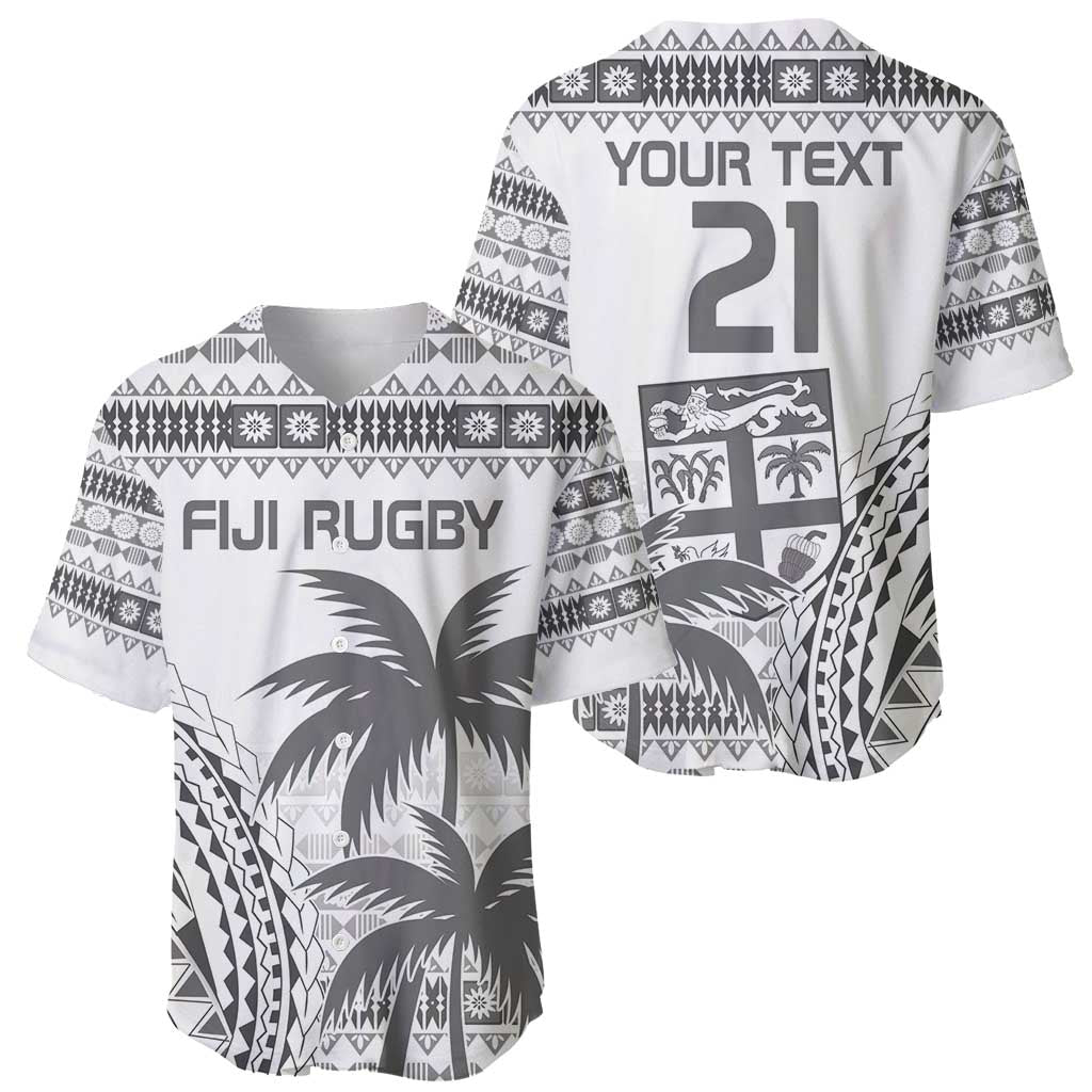 Custom Fiji Rugby Baseball Jersey Polynesian Fijian Masi Palm Tree LT9 - Polynesian Pride