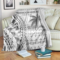 Custom Fiji Rugby Blanket Polynesian Fijian Masi Palm Tree LT9 White - Polynesian Pride