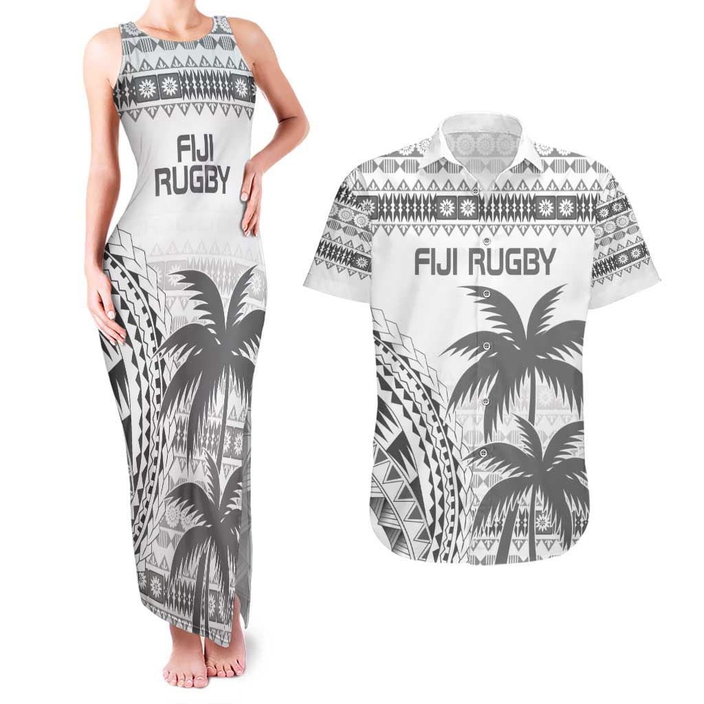 Custom Fiji Rugby Couples Matching Tank Maxi Dress and Hawaiian Shirt Polynesian Fijian Masi Palm Tree