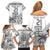 Custom Fiji Rugby Family Matching Off Shoulder Short Dress and Hawaiian Shirt Polynesian Fijian Masi Palm Tree