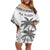 Custom Fiji Rugby Family Matching Off Shoulder Short Dress and Hawaiian Shirt Polynesian Fijian Masi Palm Tree