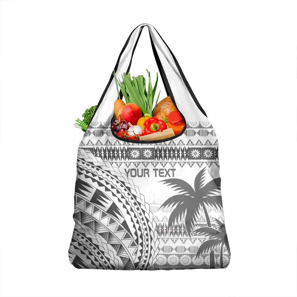 Custom Fiji Rugby Grocery Bag Polynesian Fijian Masi Palm Tree LT9 1-pack One Size White - Polynesian Pride