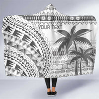 Custom Fiji Rugby Hooded Blanket Polynesian Fijian Masi Palm Tree LT9 One Size White - Polynesian Pride