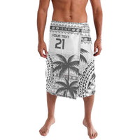 Custom Fiji Rugby Lavalava Polynesian Fijian Masi Palm Tree LT9 White - Polynesian Pride