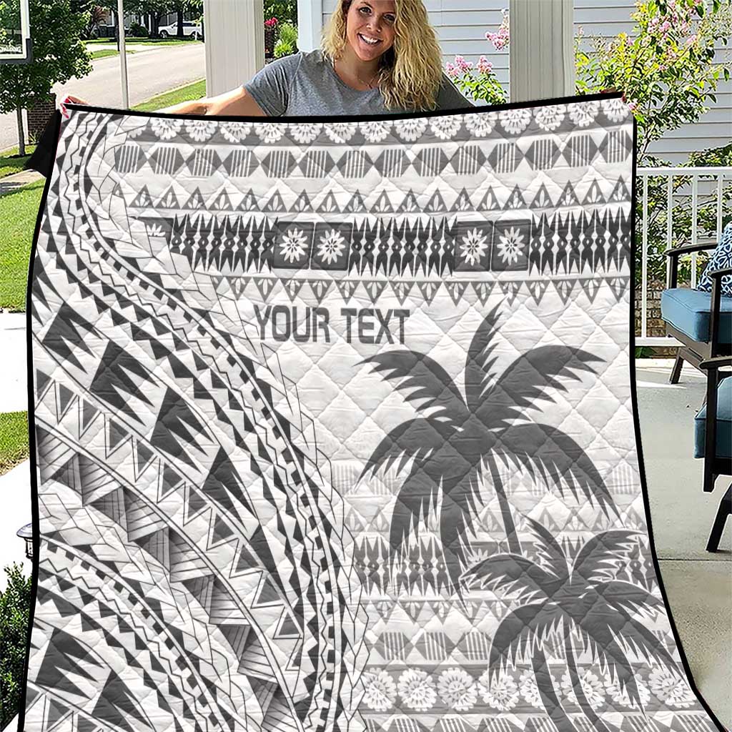 Custom Fiji Rugby Quilt Polynesian Fijian Masi Palm Tree