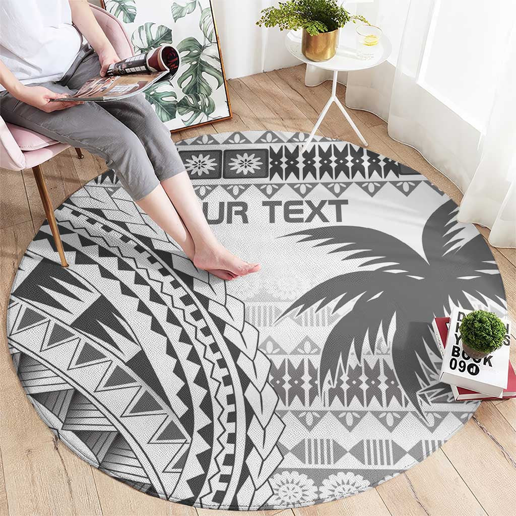 Custom Fiji Rugby Round Carpet Polynesian Fijian Masi Palm Tree LT9 - Polynesian Pride