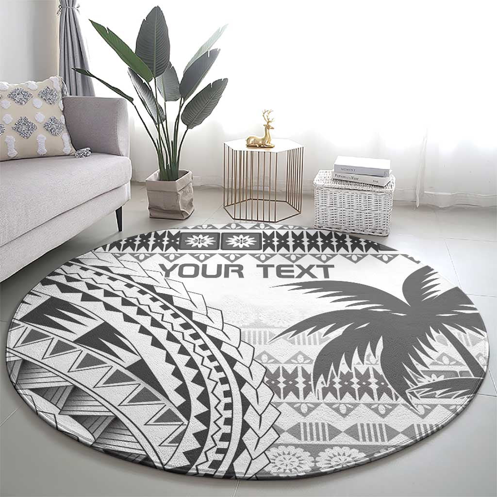 Custom Fiji Rugby Round Carpet Polynesian Fijian Masi Palm Tree LT9 - Polynesian Pride