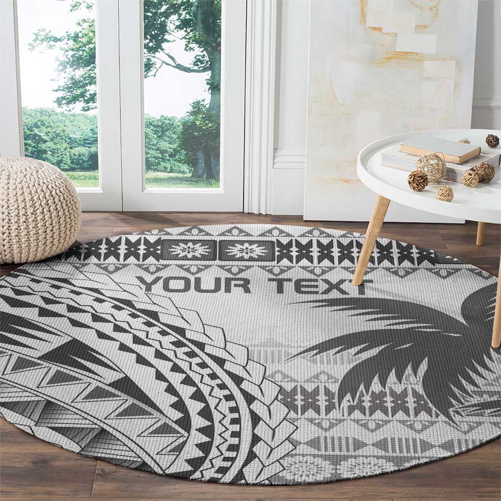 Custom Fiji Rugby Round Carpet Polynesian Fijian Masi Palm Tree LT9 - Polynesian Pride