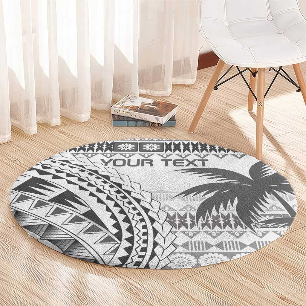 Custom Fiji Rugby Round Carpet Polynesian Fijian Masi Palm Tree LT9 - Polynesian Pride