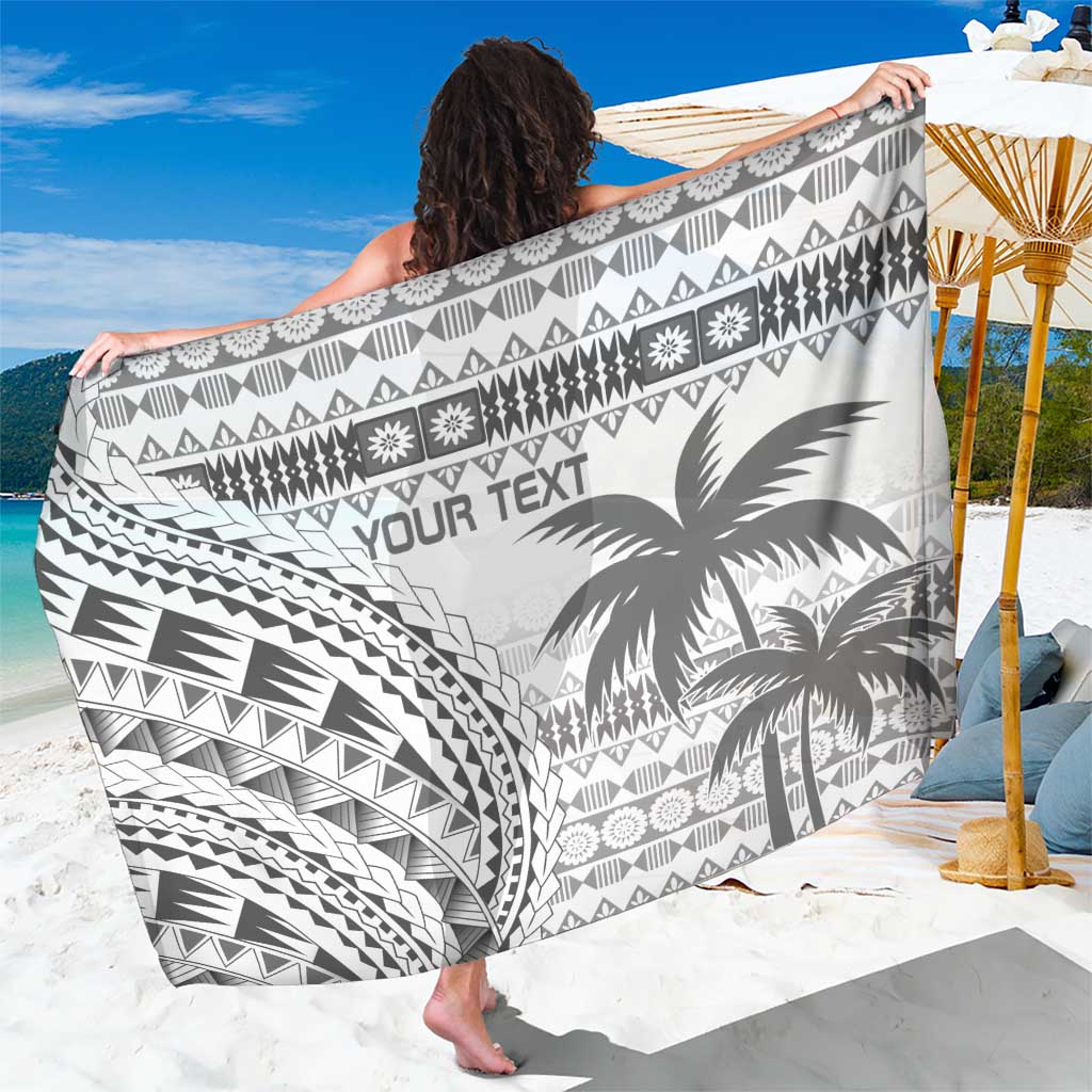 Custom Fiji Rugby Sarong Polynesian Fijian Masi Palm Tree LT9 One Size 44 x 66 inches White - Polynesian Pride