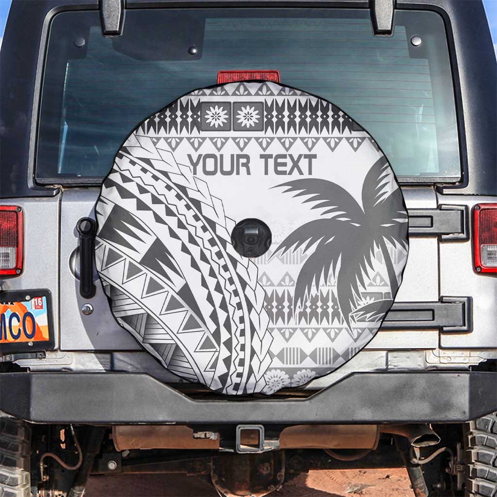 Custom Fiji Rugby Spare Tire Cover Polynesian Fijian Masi Palm Tree