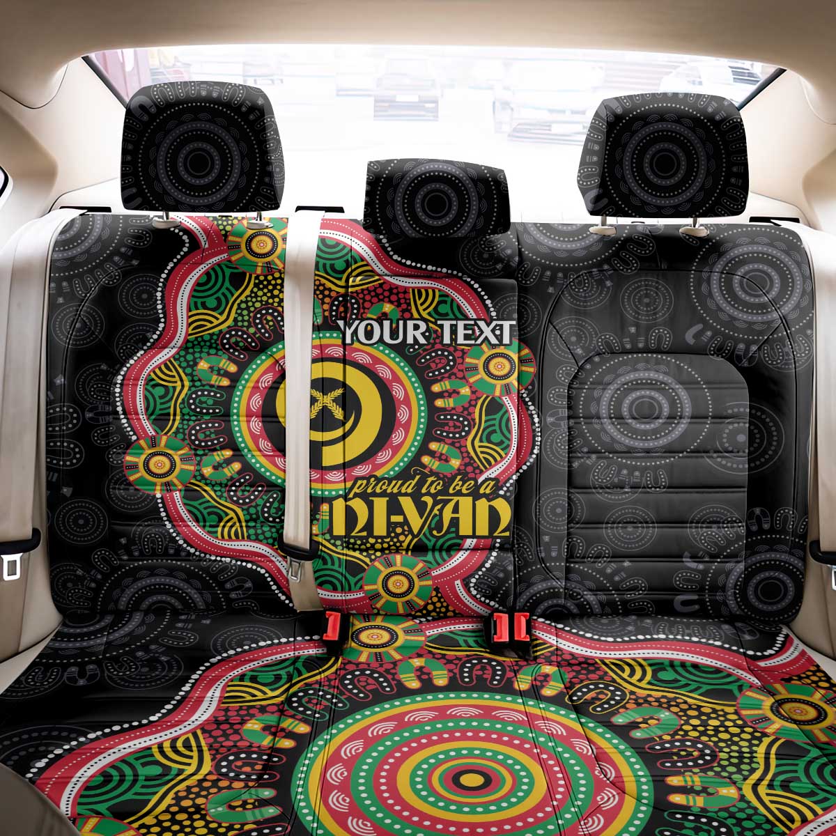 Vanuatu Personalised Back Car Seat Cover Aboriginal Dot Paitnting LT9 - Polynesian Pride