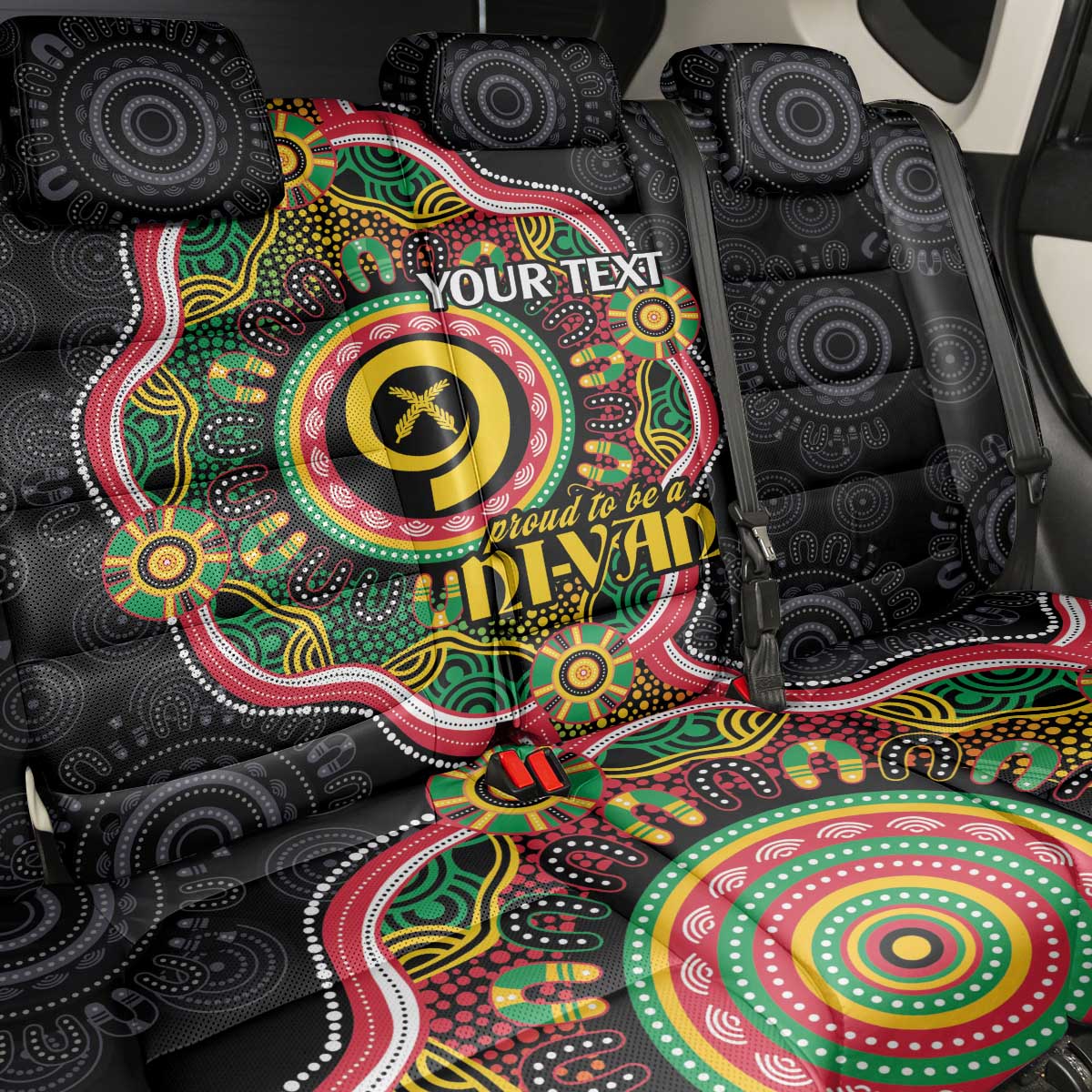 Vanuatu Personalised Back Car Seat Cover Aboriginal Dot Paitnting LT9 - Polynesian Pride
