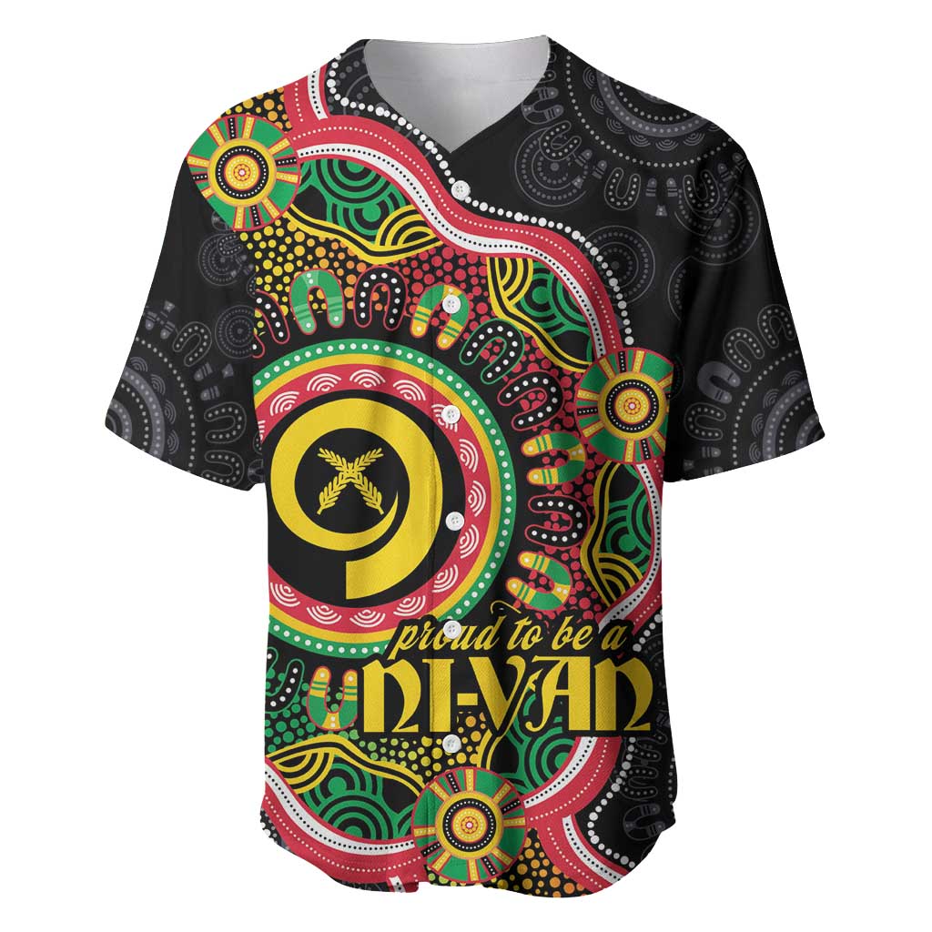 Vanuatu Personalised Baseball Jersey Aboriginal Dot Paitnting LT9 Black - Polynesian Pride