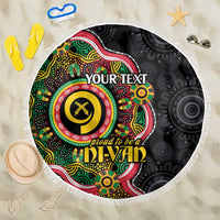 Vanuatu Personalised Beach Blanket Aboriginal Dot Paitnting LT9 One Size 150cm Black - Polynesian Pride