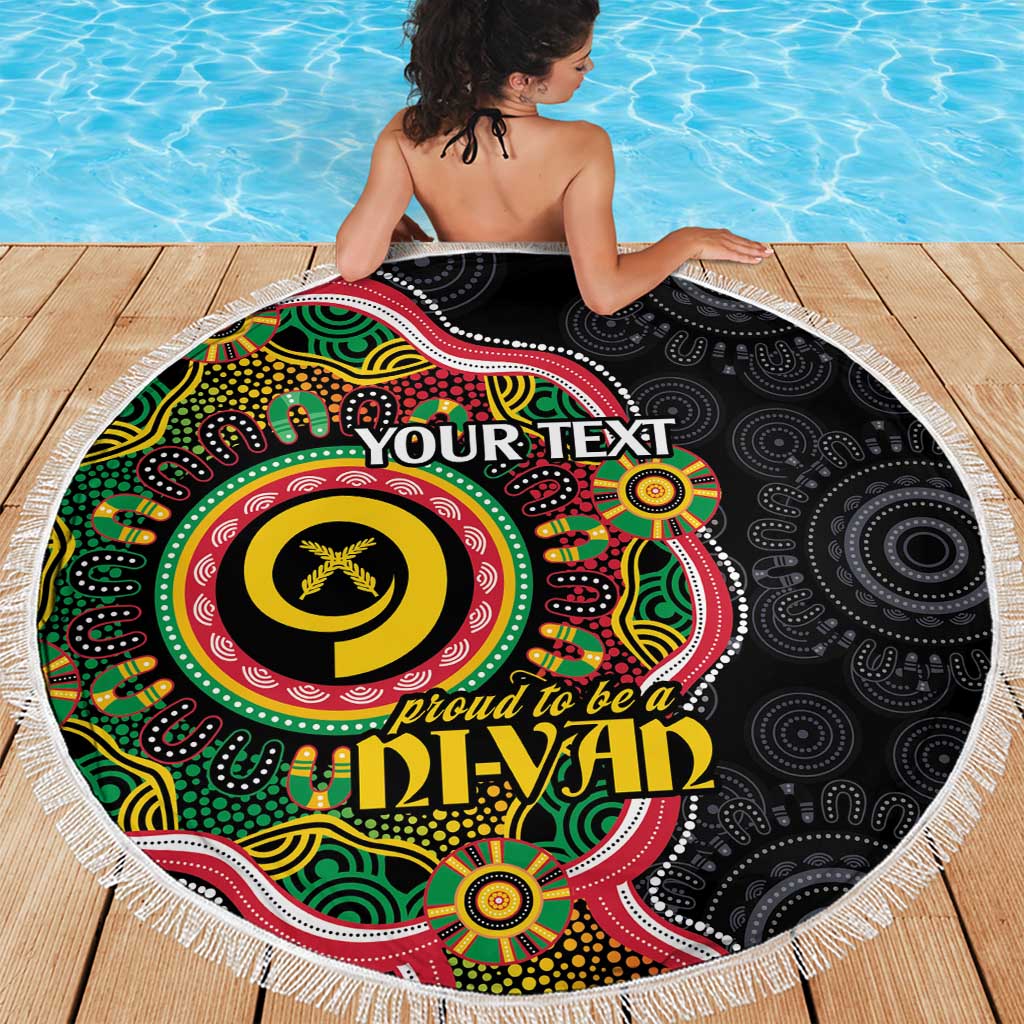 Vanuatu Personalised Beach Blanket Aboriginal Dot Paitnting LT9 - Polynesian Pride