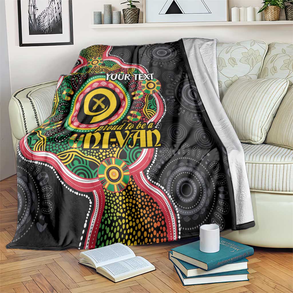 Vanuatu Personalised Blanket Aboriginal Dot Paitnting LT9 Black - Polynesian Pride