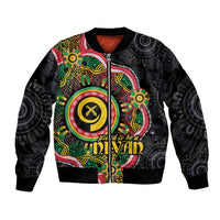 Vanuatu Personalised Bomber Jacket Aboriginal Dot Paitnting LT9 Unisex Black - Polynesian Pride