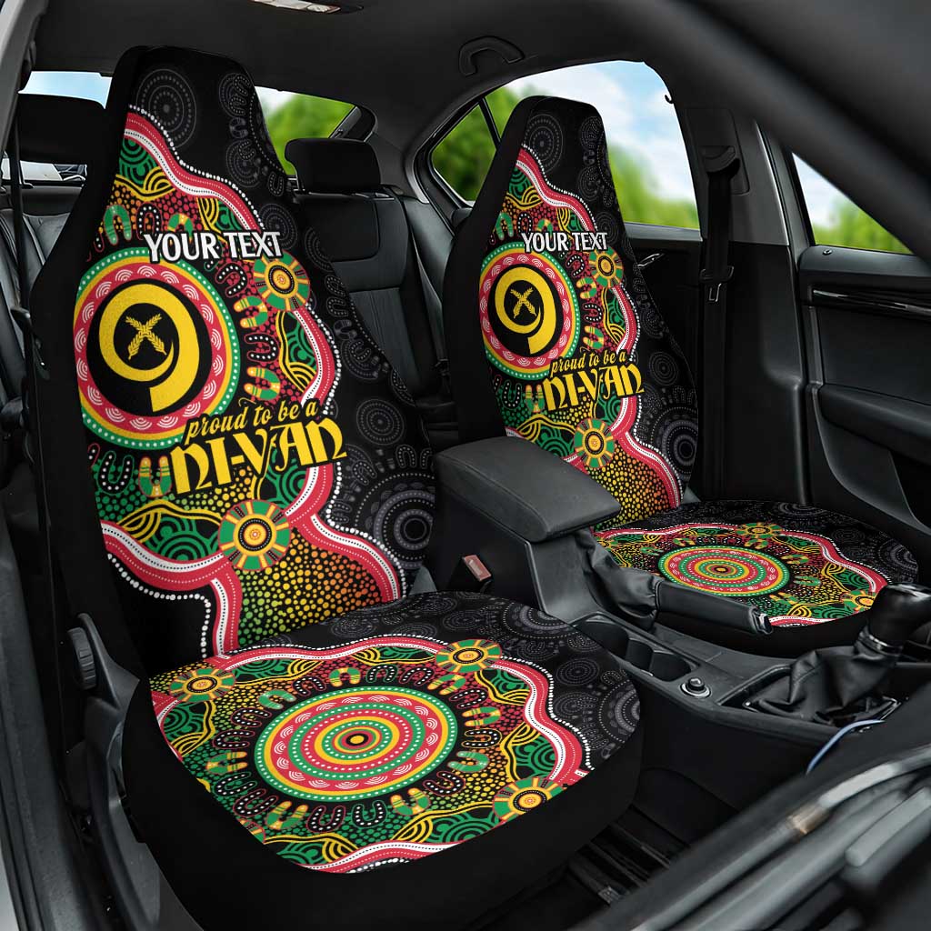 Vanuatu Personalised Car Seat Cover Aboriginal Dot Paitnting LT9 One Size Black - Polynesian Pride