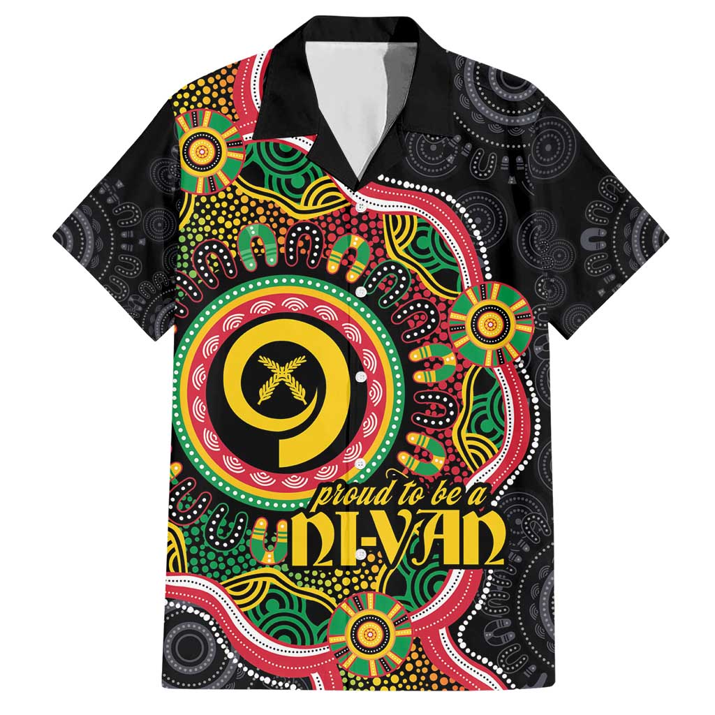 Vanuatu Personalised Hawaiian Shirt Aboriginal Dot Paitnting LT9 Black - Polynesian Pride