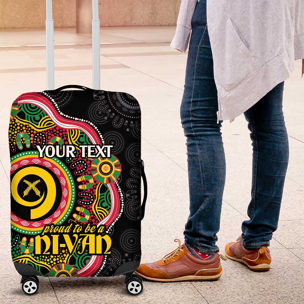 Vanuatu Personalised Luggage Cover Aboriginal Dot Paitnting LT9 Black - Polynesian Pride