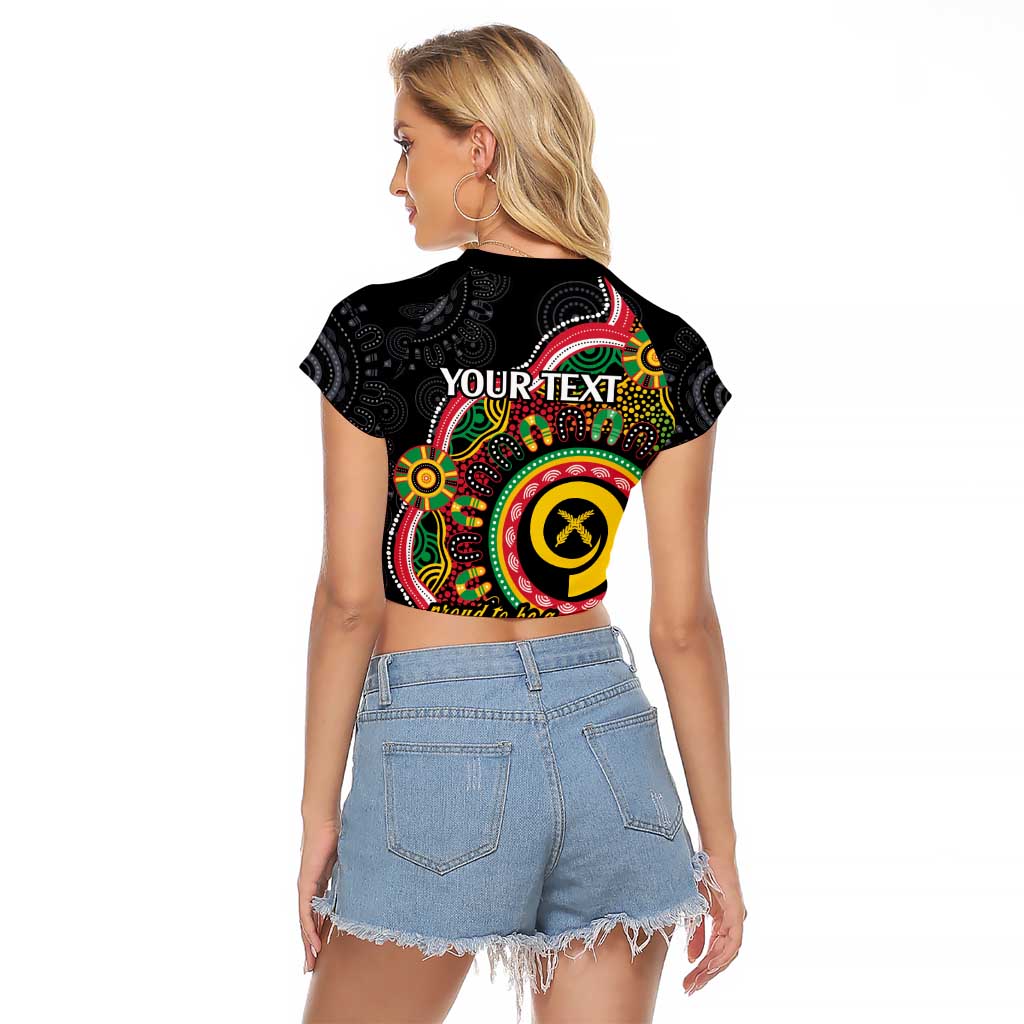 Vanuatu Personalised Raglan Cropped T Shirt Aboriginal Dot Paitnting LT9 - Polynesian Pride