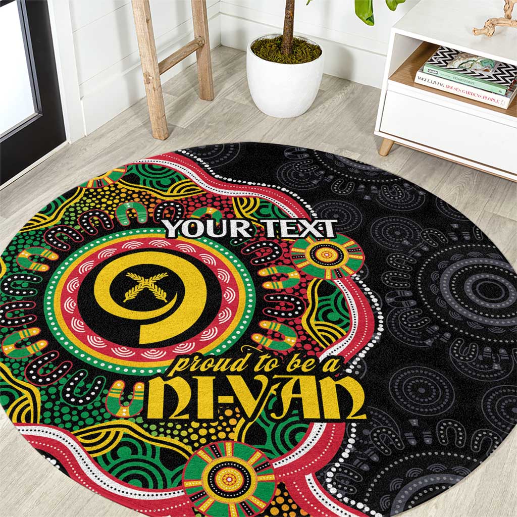 Vanuatu Personalised Round Carpet Aboriginal Dot Paitnting LT9 Black - Polynesian Pride
