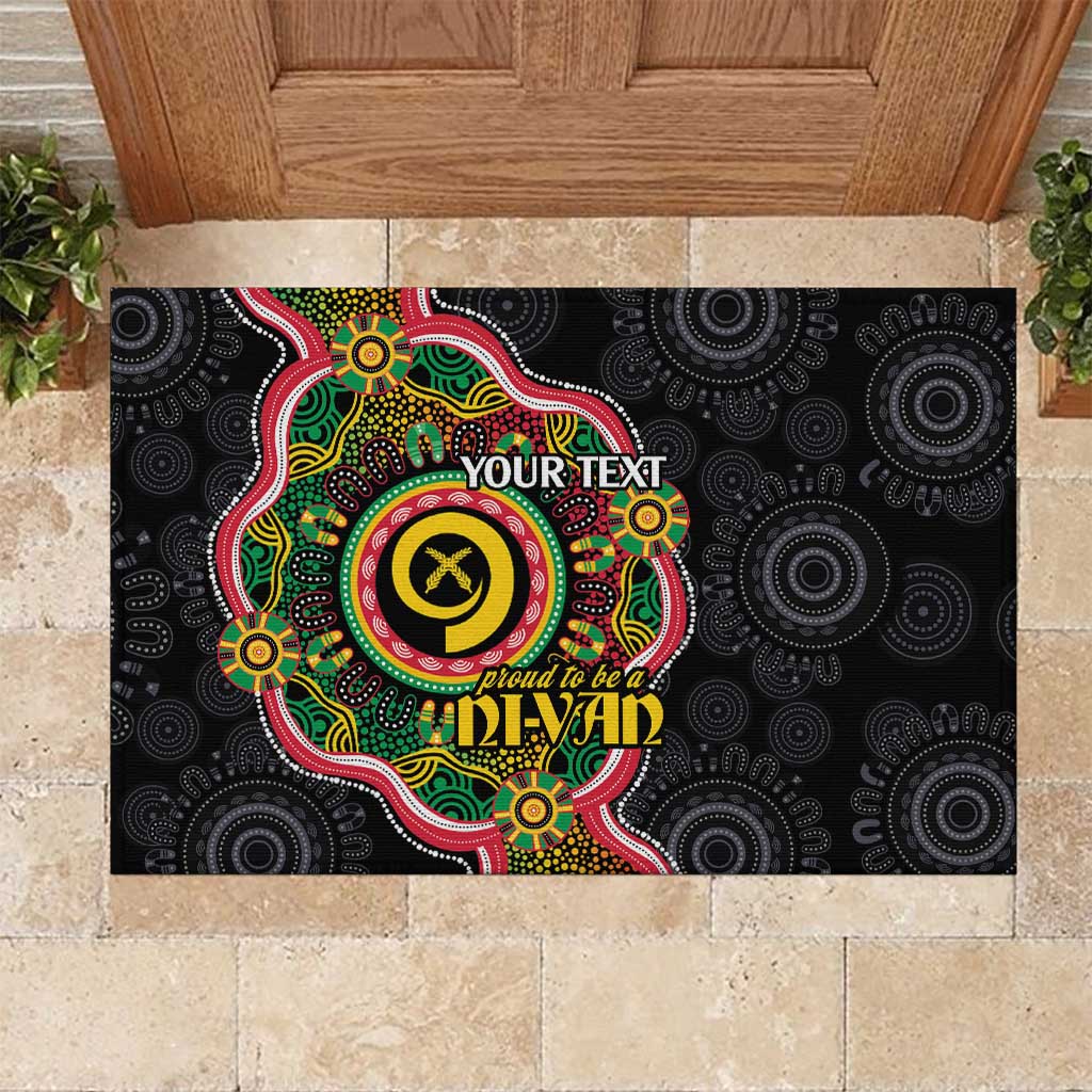 Vanuatu Personalised Rubber Doormat Aboriginal Dot Paitnting LT9 Black - Polynesian Pride