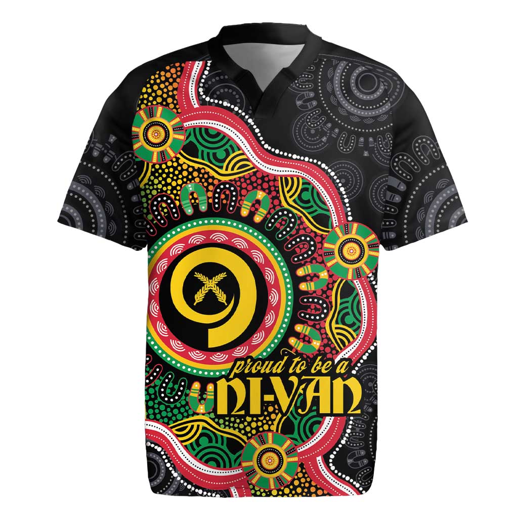 Vanuatu Personalised Rugby Jersey Aboriginal Dot Paitnting LT9 Black - Polynesian Pride