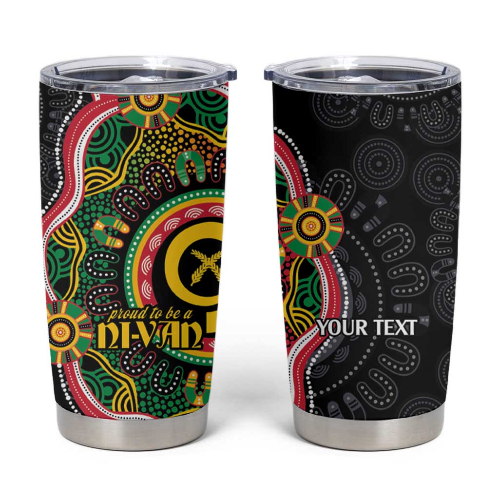 Vanuatu Personalised Tumbler Cup Aboriginal Dot Paitnting LT9 Black - Polynesian Pride