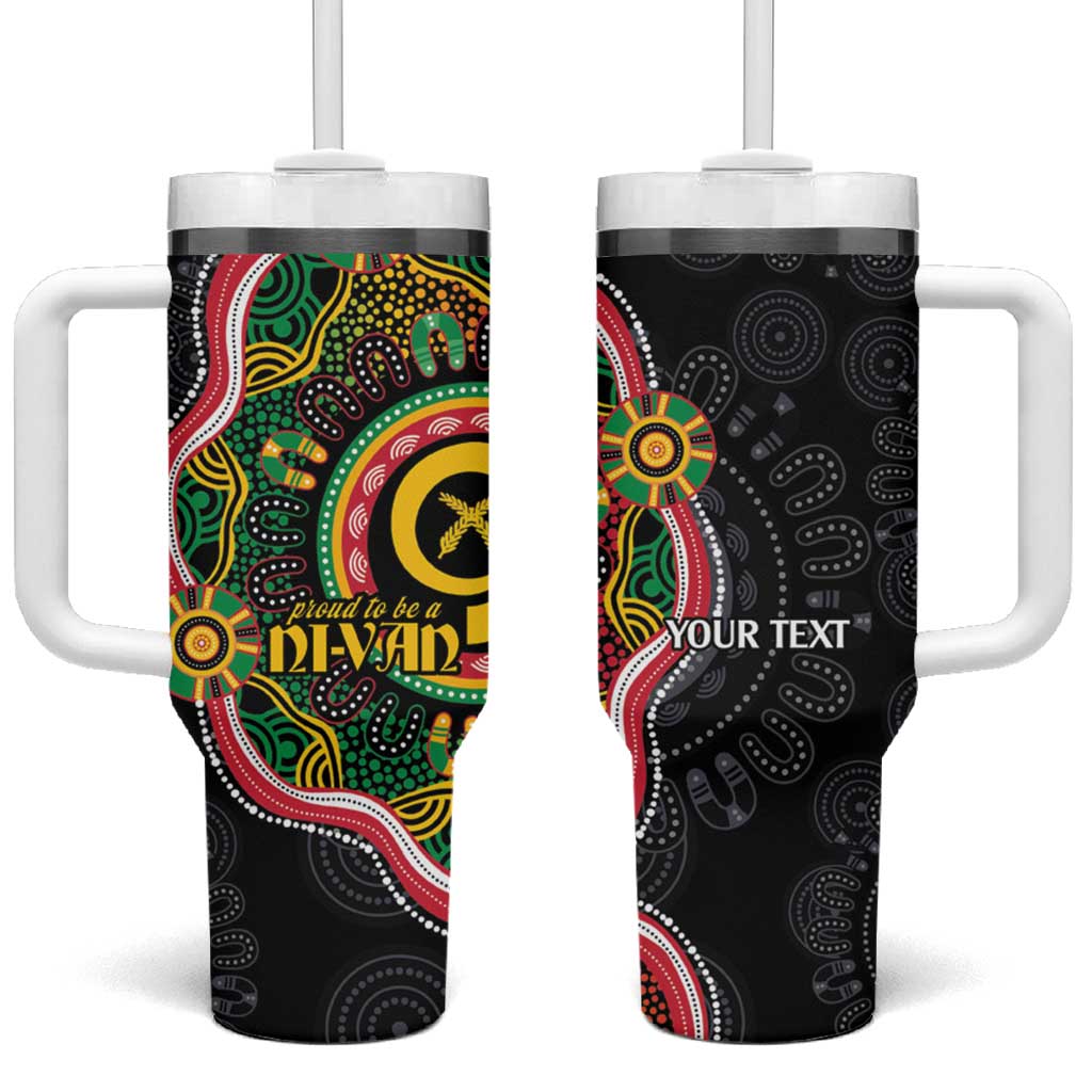 Vanuatu Personalised Tumbler With Handle Aboriginal Dot Paitnting LT9 One Size: 40 oz Black - Polynesian Pride