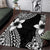 Lotu Tamaiti White Sunday Area Rug Pacific Plumeria Flowers - Black Version