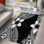 Lotu Tamaiti White Sunday Area Rug Pacific Plumeria Flowers - Black Version