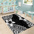 Lotu Tamaiti White Sunday Area Rug Pacific Plumeria Flowers - Black Version