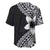 Lotu Tamaiti White Sunday Baseball Jersey Pacific Plumeria Flowers - Black Version