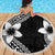 Lotu Tamaiti White Sunday Beach Blanket Pacific Plumeria Flowers - Black Version