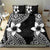 Lotu Tamaiti White Sunday Bedding Set Pacific Plumeria Flowers - Black Version