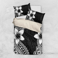 Lotu Tamaiti White Sunday Bedding Set Pacific Plumeria Flowers - Black Version LT9 US Twin 172cm x 218cm Black - Polynesian Pride