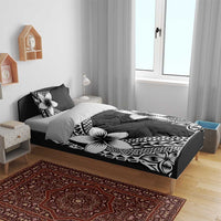 Lotu Tamaiti White Sunday Bedding Set Pacific Plumeria Flowers - Black Version LT9 - Polynesian Pride