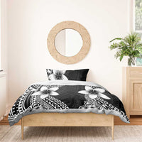 Lotu Tamaiti White Sunday Bedding Set Pacific Plumeria Flowers - Black Version LT9 - Polynesian Pride