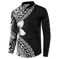 Lotu Tamaiti White Sunday Button Sweatshirt Pacific Plumeria Flowers - Black Version LT9 - Polynesian Pride