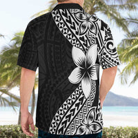 Lotu Tamaiti White Sunday Hawaiian Shirt Pacific Plumeria Flowers - Black Version LT9 - Polynesian Pride