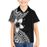 Lotu Tamaiti White Sunday Hawaiian Shirt Pacific Plumeria Flowers - Black Version LT9 - Polynesian Pride