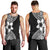 Lotu Tamaiti White Sunday Men Tank Top Pacific Plumeria Flowers - Black Version