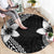 Lotu Tamaiti White Sunday Round Carpet Pacific Plumeria Flowers - Black Version