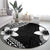 Lotu Tamaiti White Sunday Round Carpet Pacific Plumeria Flowers - Black Version