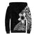 Lotu Tamaiti White Sunday Sherpa Hoodie Pacific Plumeria Flowers - Black Version