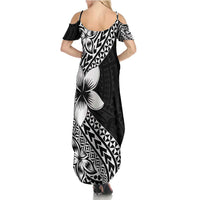 Lotu Tamaiti White Sunday Summer Maxi Dress Pacific Plumeria Flowers - Black Version LT9 - Polynesian Pride