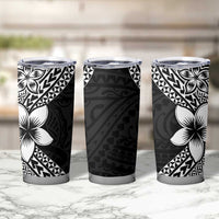 Lotu Tamaiti White Sunday Tumbler Cup Pacific Plumeria Flowers - Black Version LT9 - Polynesian Pride