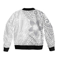 Lotu Tamaiti White Sunday Bomber Jacket Pacific Plumeria Flowers - White Version LT9 - Polynesian Pride